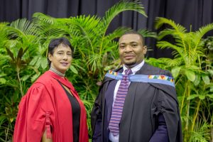 Masters graduate Mr Alvin Uchenna Ugwu (right) with his supervisor Dr Asheena Singh-Pillay.