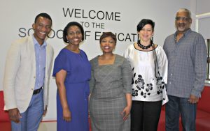 From left: Prof Thabo Msibi, Dr Muki Moeng, Prof Nokhanyo Makhanya, Prof Loretta Feris and Prof Suriamurthee Maistry.