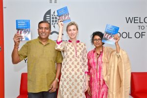 With their new book, from left is Dr Inbanathan Naicker, Professors Kathleen Pithouse-Morgan and Daisy Pillay.