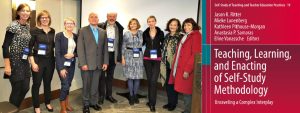 Professor Kathleen Pithouse-Morgan (third right) with international presenters and participants at the AERA 2018 symposium in which she discussed the book Teaching, learning, and enacting of self-study methodology: Unraveling a complex interplay.