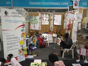 Mr Luthando Molefe (far middle) at the Sustainable Living Exhibition with other students from the School of Education, Edgewood Campus, University of KwaZulu-Natal representing the School of Education.