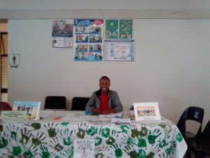 Pictured, is the Deputy Chairperson of the EEF, Mr Luthando Molefe recruiting new members, including 1st year students during the Orientation Week at the Edgewood Campus, in February 2018.