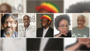 From left: Professor Steven Friedman, Professor Bheki Mngomezulu, Dr Marshall Maposa, Dr Noluthando Phungula and Professor Suriamurthee Maistry.