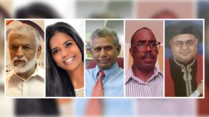 From left: Professor Suleman Dangor, Dr Mayashree Chinsamy, Professor Pratap Kumar Penumala, Reverend Siphiwe Ndebele and Dr Lokesh Ramnath Maharajh.