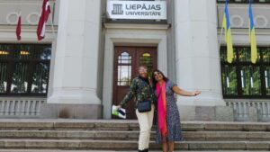 Dr Angela James and Ms Bongekile Mnguni at Liepaja University in Latvia.